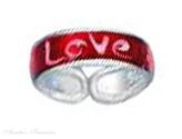 Red Enameled LOVE Toe Ring Blue Daisies