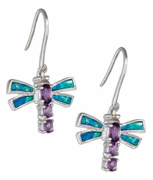 Imitation Blue Opal Imitation Tanzanite Dragonfly Earrings Imitation Blue Opal Imitation Tanzanite Dragonfly Earrings