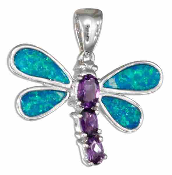Imitation Blue Opal Dragonfly Pendant