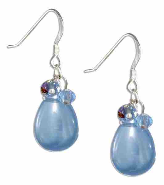 Smooth Imitation Lite Blue Chalcedony Teardrop Earrings Blue Aus Smooth Imitation Lite Blue Chalcedony Teardrop Earrings Blue Aus