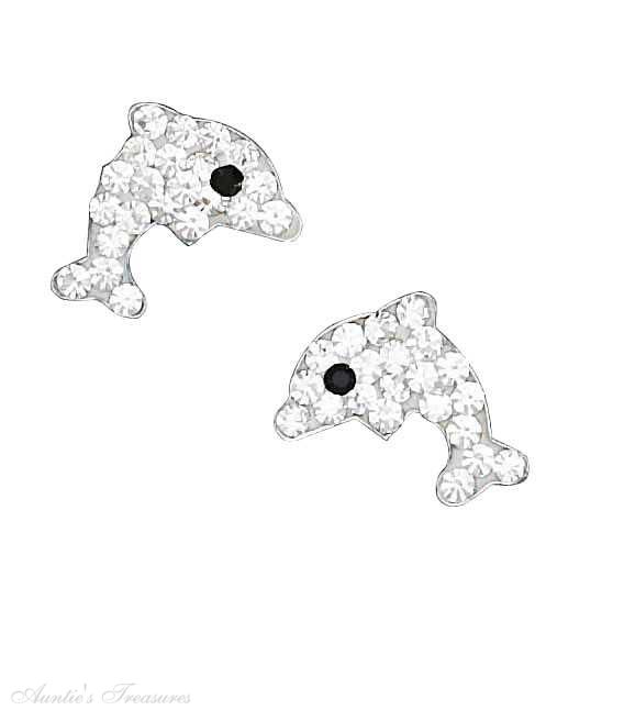 Crystal Dolphin Post Earrings