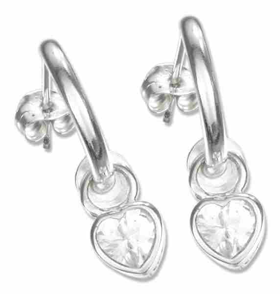 Cubic Zirconia Cuff Earrings Heart Charm