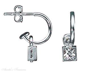 Cubic Zirconia Cuff Earrings Square Charm