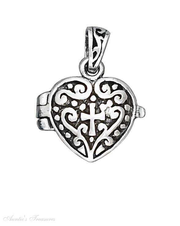 Christian Fish And Cross Design Heart Locket Pendant