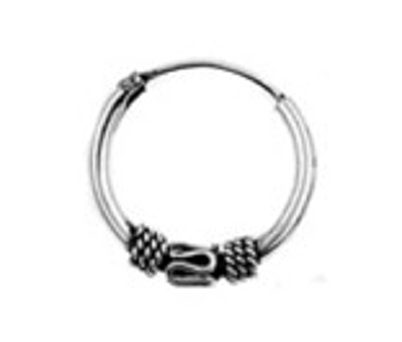 14mm (9/16") 3 Bali Charms Tubular Endless Single Hoop Earring 14mm (9/16") 3 Bali Charms Tubular Endless Single Hoop Earring
