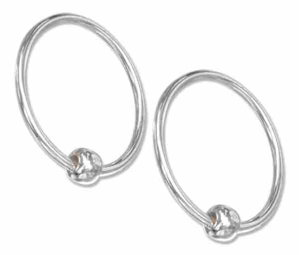 14mm Diameter Single Bead Endless Captive Hoop Earrings 14mm Diameter Single Bead Endless Captive Hoop Earrings