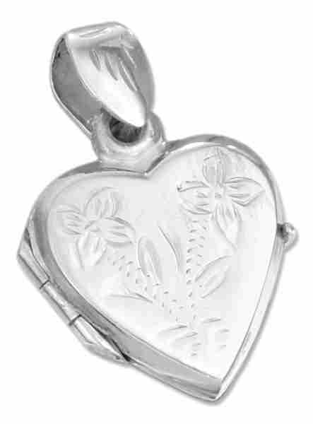 Two Picture Heart Locket Pendant With Flowers Two Picture Heart Locket Pendant With Flowers