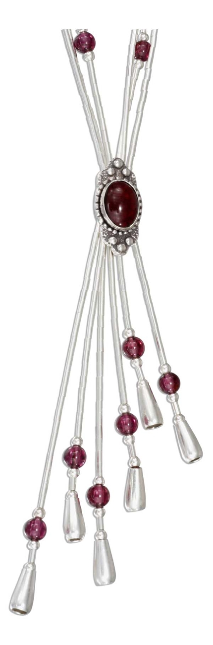 Garnet Lariat Tassel Choker Necklace Garnet Lariat Tassel Choker Necklace