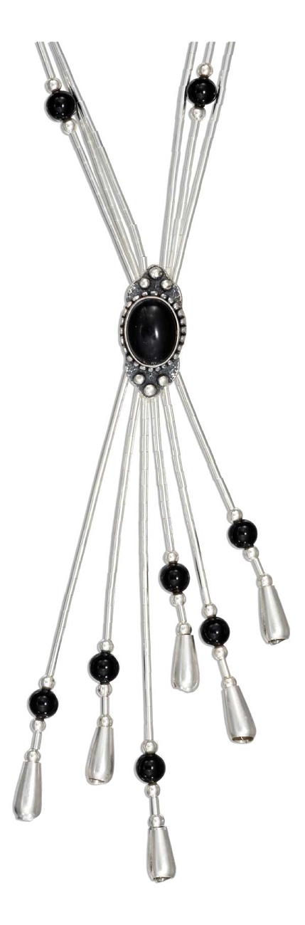 Black Onyx Lariat Tassel Choker Necklace Black Onyx Lariat Tassel Choker Necklace