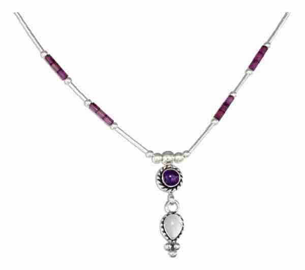 Amethyst Mother Of Pearl Choker Necklace Amethyst Mother Of Pearl Choker Necklace