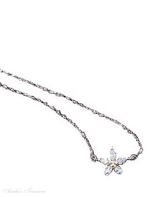Flower Cubic Zirconia Cable Chain Choker Necklace