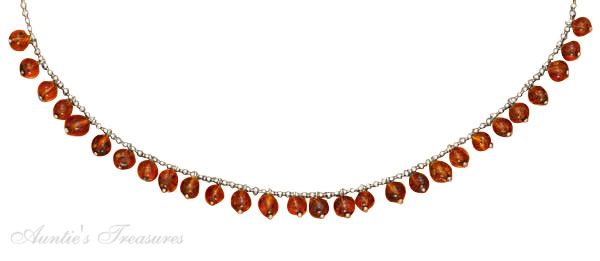 Honey Cognac Amber Beaded Choker Necklace