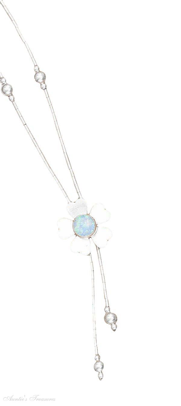 Blue Opal Choker Lariat Tassel Necklace