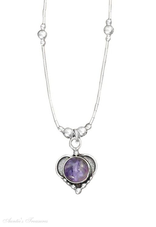 Charoite Heart Pendant Choker Necklace