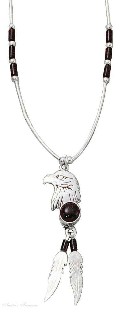 Choker Necklace Eagle Head Black Onyx Dot Eagle Feathers