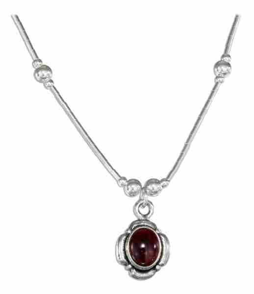 Choker Necklace Petal Border Garnet Beads Choker Necklace Petal Border Garnet Beads