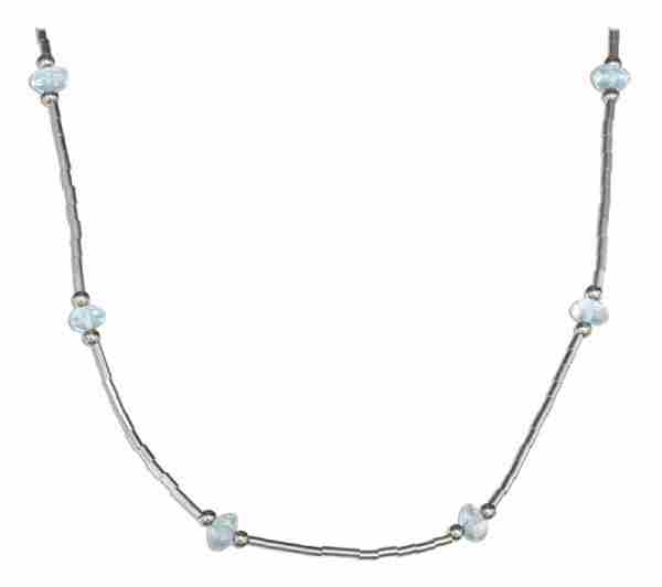 Blue Topaz Beaded Choker Necklace Blue Topaz Beaded Choker Necklace