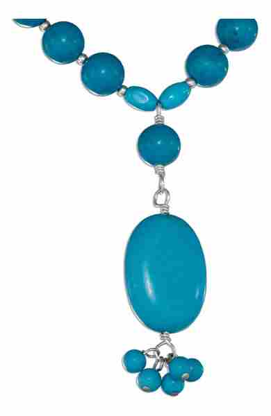 Dangling Turquoise Nugget Choker Lariat Tassel Necklace