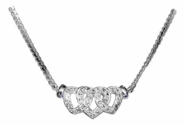 Triple Open Hearts Cubic Zirconia Choker Necklace