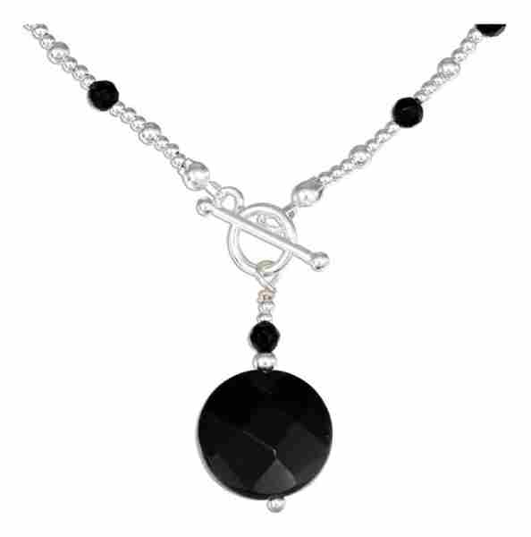 Black Onyx Pendant Beaded Black Onyx Toggle Choker Necklace Black Onyx Pendant Beaded Black Onyx Toggle Choker Necklace