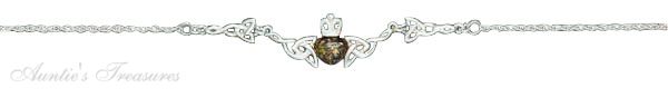 Green Amber Claddagh Necklace