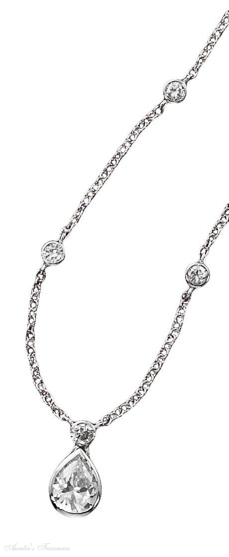 Cubic Zirconia Teardrop Necklace