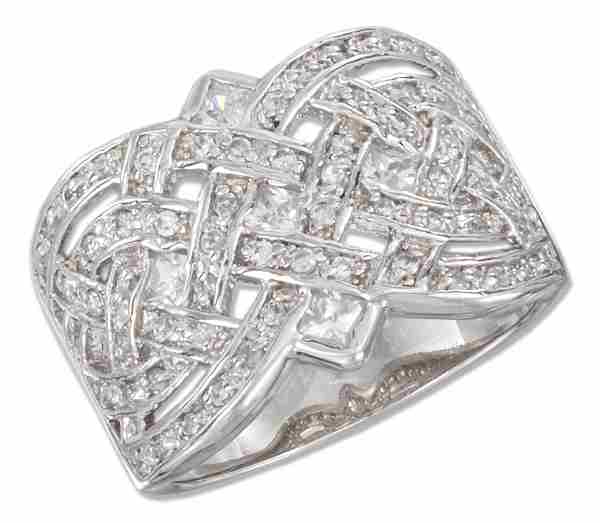 Open Woven Cubic Zirconia Ring