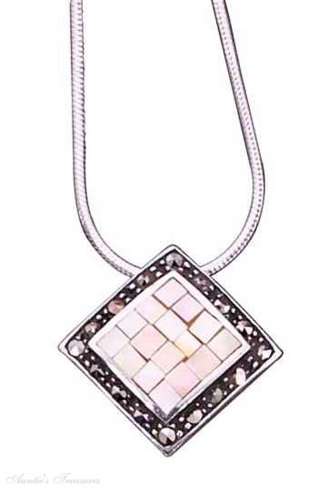 Necklace Mother Of Pearl Mosaic Pendant