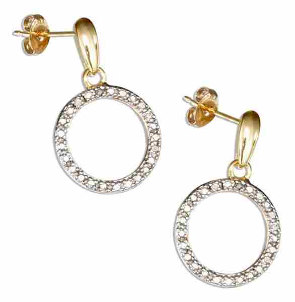 18kt Vermeil Illusion Set 15mm Open Circle Post Dangle Earrings