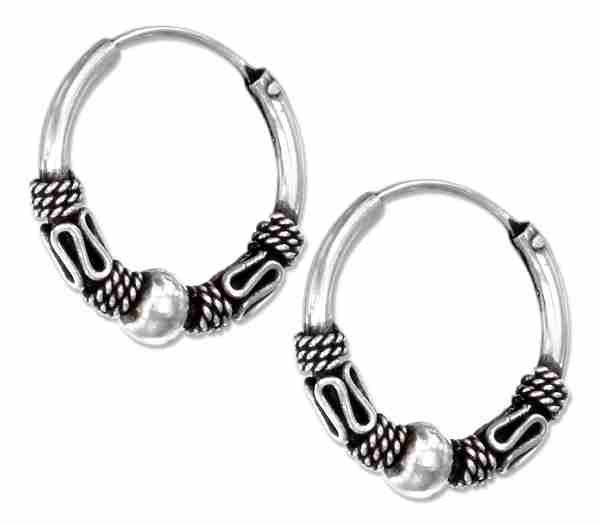 20mm Diameter Antiqued Beaded Bali Charm Endless Hoop Earrings