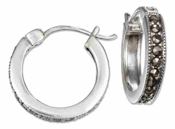 Marcasite Hoop Earrings French Locks Marcasite Hoop Earrings French Locks