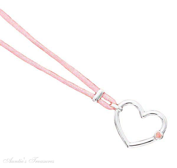 Pink Cord Necklace Heart Pendant