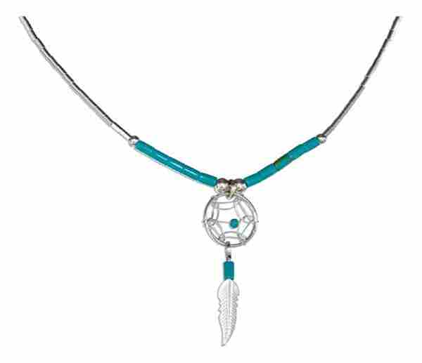 Small Turquoise Dream Catcher Necklace Small Turquoise Dream Catcher Necklace