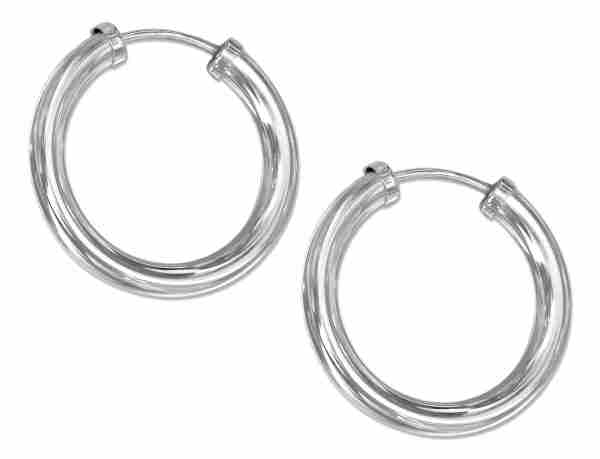 22mm Diameter Tubular Hingeless Endless Hoop Earrings 22mm Diameter Tubular Hingeless Endless Hoop Earrings