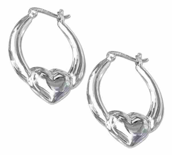 Hoop Earrings Heart Bottom 27mm Hoop Earrings Heart Bottom 27mm