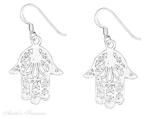 3/4" Filigree Hand Of God Dangle Earrings