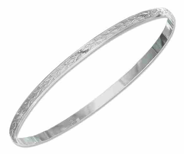 3.5mm Bangle Bracelet Continuous Raised Dot Diamond Shape Patter