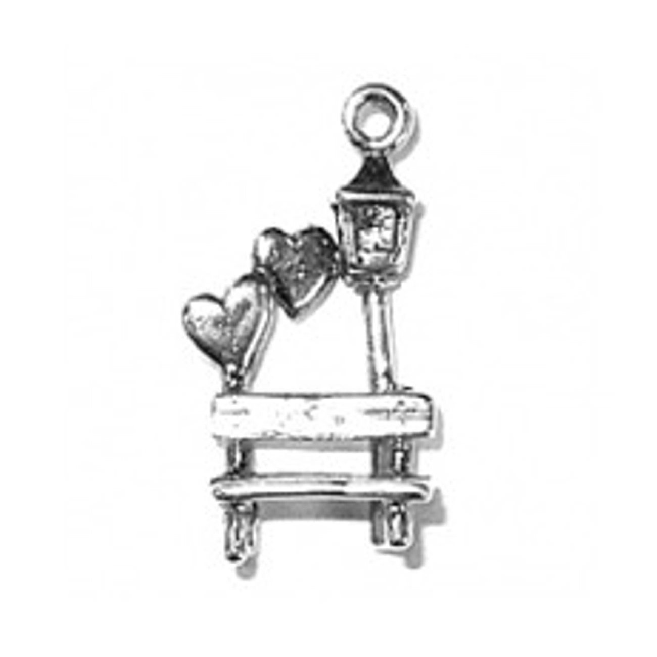 3D Love In The Park Bench And Lamp Post Charm With Hearts 3D Love In The Park Bench And Lamp Post Charm With Hearts