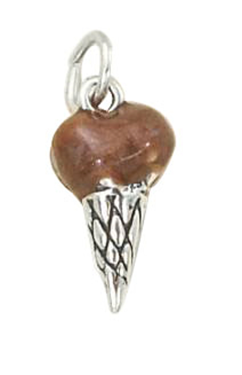 3D Enameled Chocolate Ice Cream Cone Charm 3D Enameled Chocolate Ice Cream Cone Charm