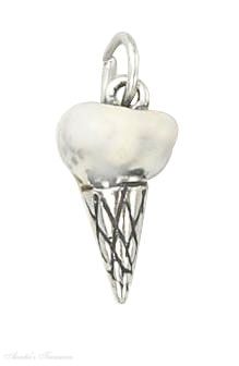 3D Enameled Vanilla Ice Cream Cone Charm