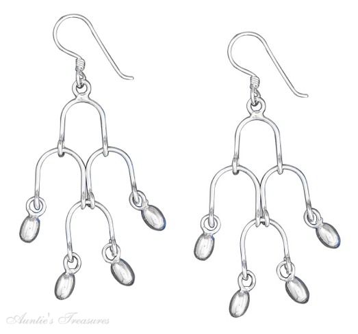 4 Stirrup Dangle Oval Beads Chandelier Dangle Earrings