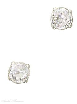 Cubic Zirconia Stud Earrings 4mm - Click Image to Close