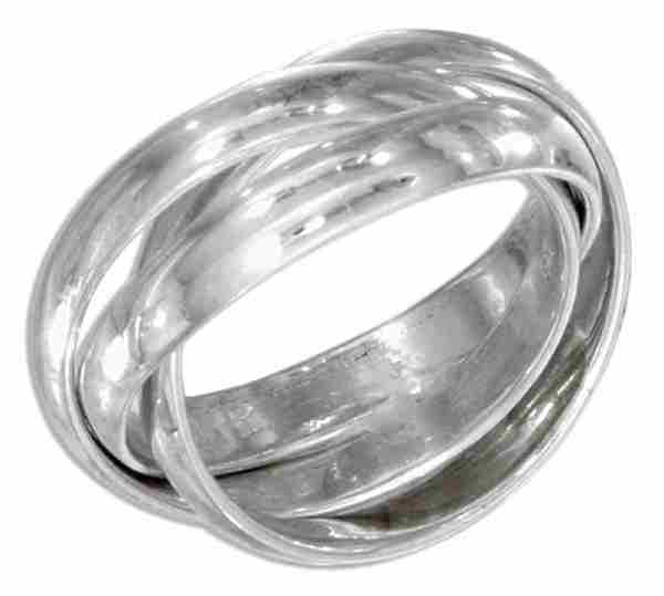 Unisex 3 Band Rolling Ring Or Russian Wedding 