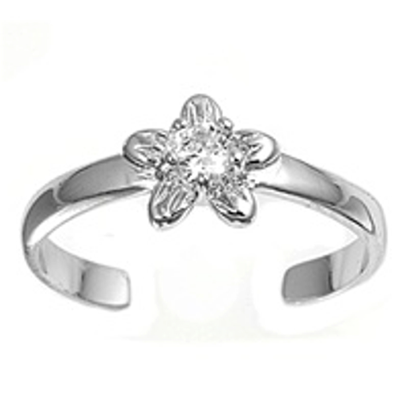 Clear Cubic Zirconia Five Petal Flower Adjustable Toe Ring Clear Cubic Zirconia Five Petal Flower Adjustable Toe Ring