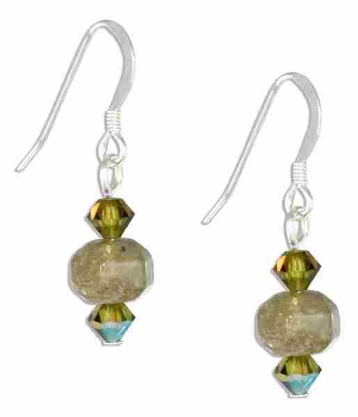Smooth Green Garnet RoundEL Earrings Green Austrian Crystals Smooth Green Garnet RoundEL Earrings Green Austrian Crystals