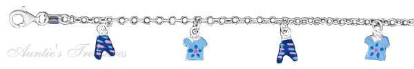 5.5" Italian Children's Enamel T-shirt Blue Jeans Charm Bracelet