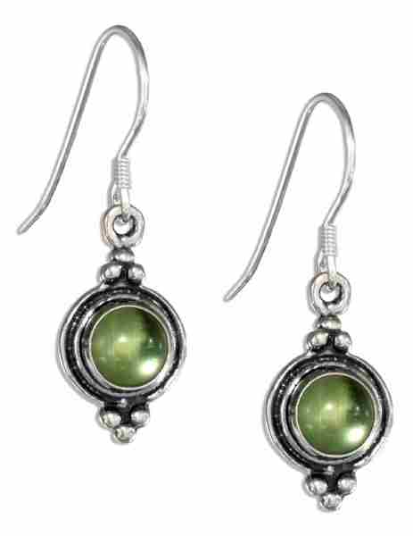 Peridot Plain Border Triple Top Bottom Beads Earrings Peridot Plain Border Triple Top Bottom Beads Earrings