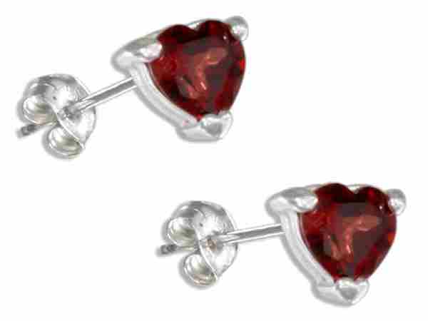 Garnet Heart Post Earrings Garnet Heart Post Earrings
