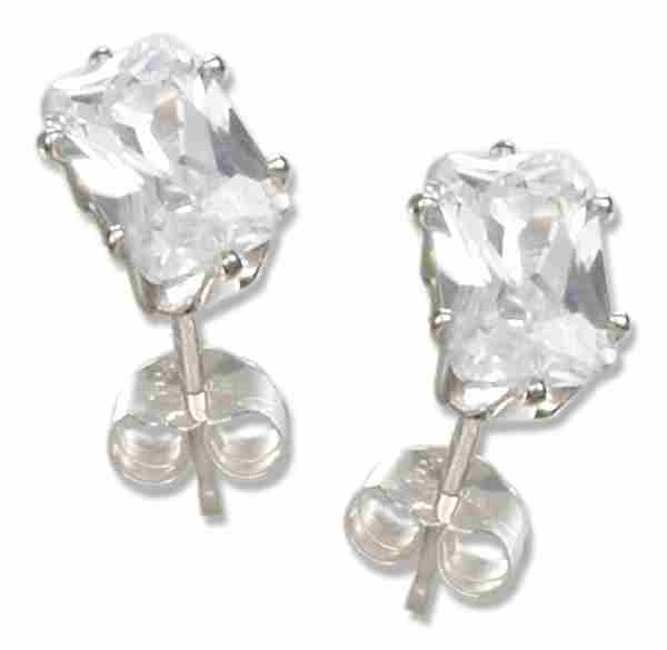 5mm x 7mm Rectangular Cubic Zirconia Stud Earrings 5mm x 7mm Rectangular Cubic Zirconia Stud Earrings