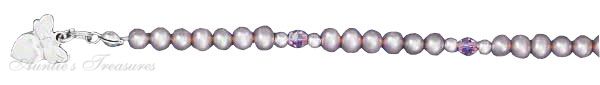 6" Children's Pink Freshwater Pearl Bracelet Pink Crystals Heart
